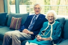 photo of Nancy Grace Roman ’46, H’76 and John Mather ’68, H’94